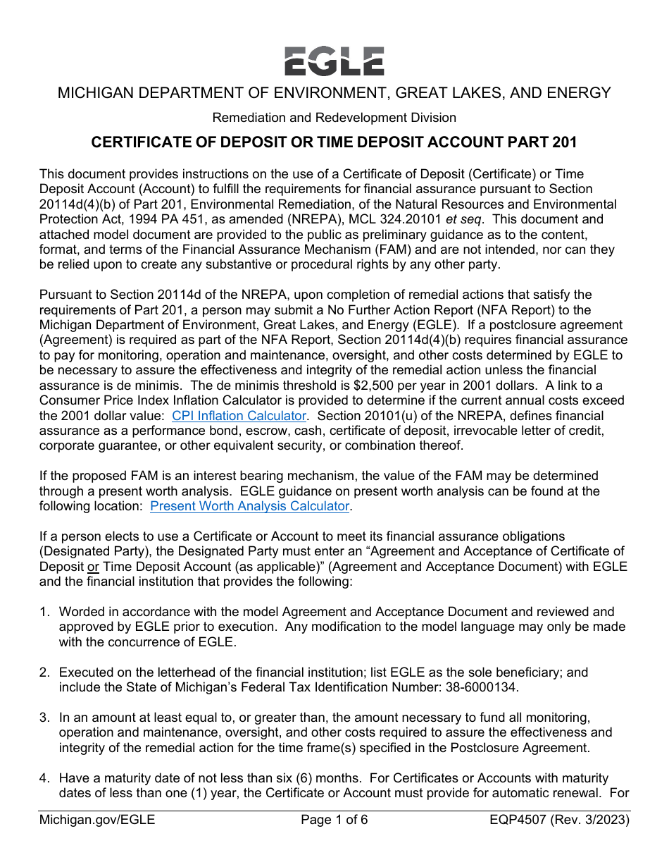 Form EQP4507 Part 201 - Fill Out, Sign Online and Download Printable ...