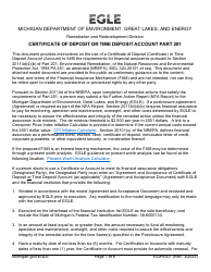 Form EQP4507 Part 201 Certificate of Deposit or Time Deposit Account Model - Michigan