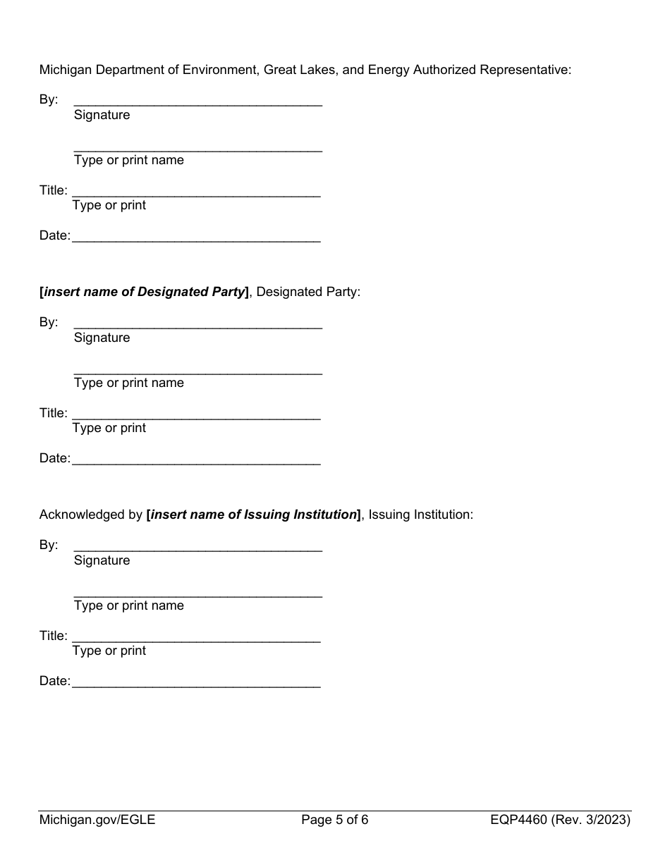 Form EQP4460 Certificate of Deposit or Time Deposit Account Part 213 - Sample - Michigan, Page 5