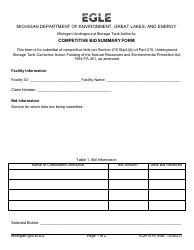 Form EQP1516 Competitive Bid Summary Form - Michigan