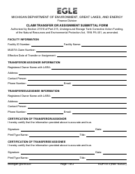 Document preview: Form EQP1513 Claim Transfer or Assignment Submittal Form - Michigan