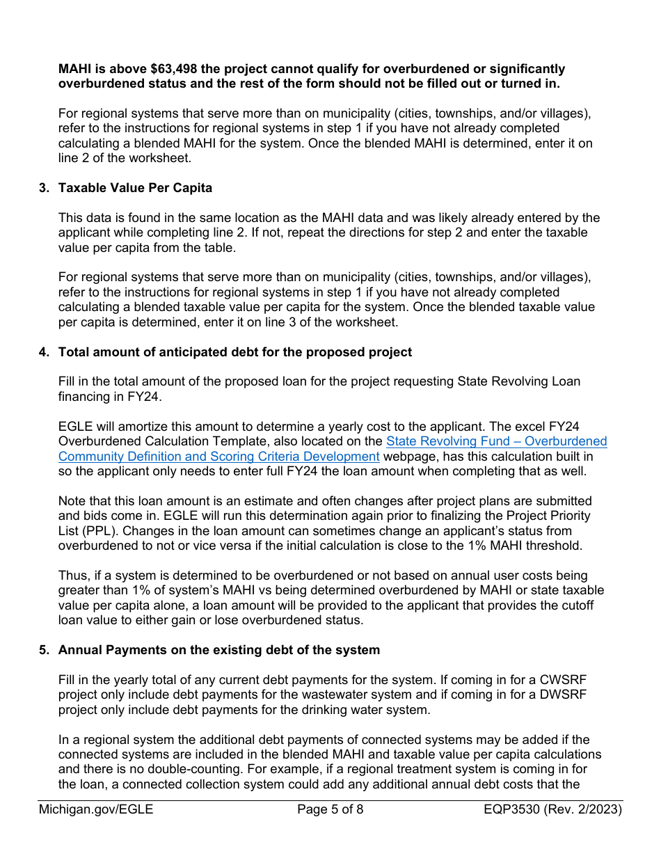 Form EQP3530 Overburdened and Significantly Overburdened Community Status Determination Worksheet - Michigan, Page 5