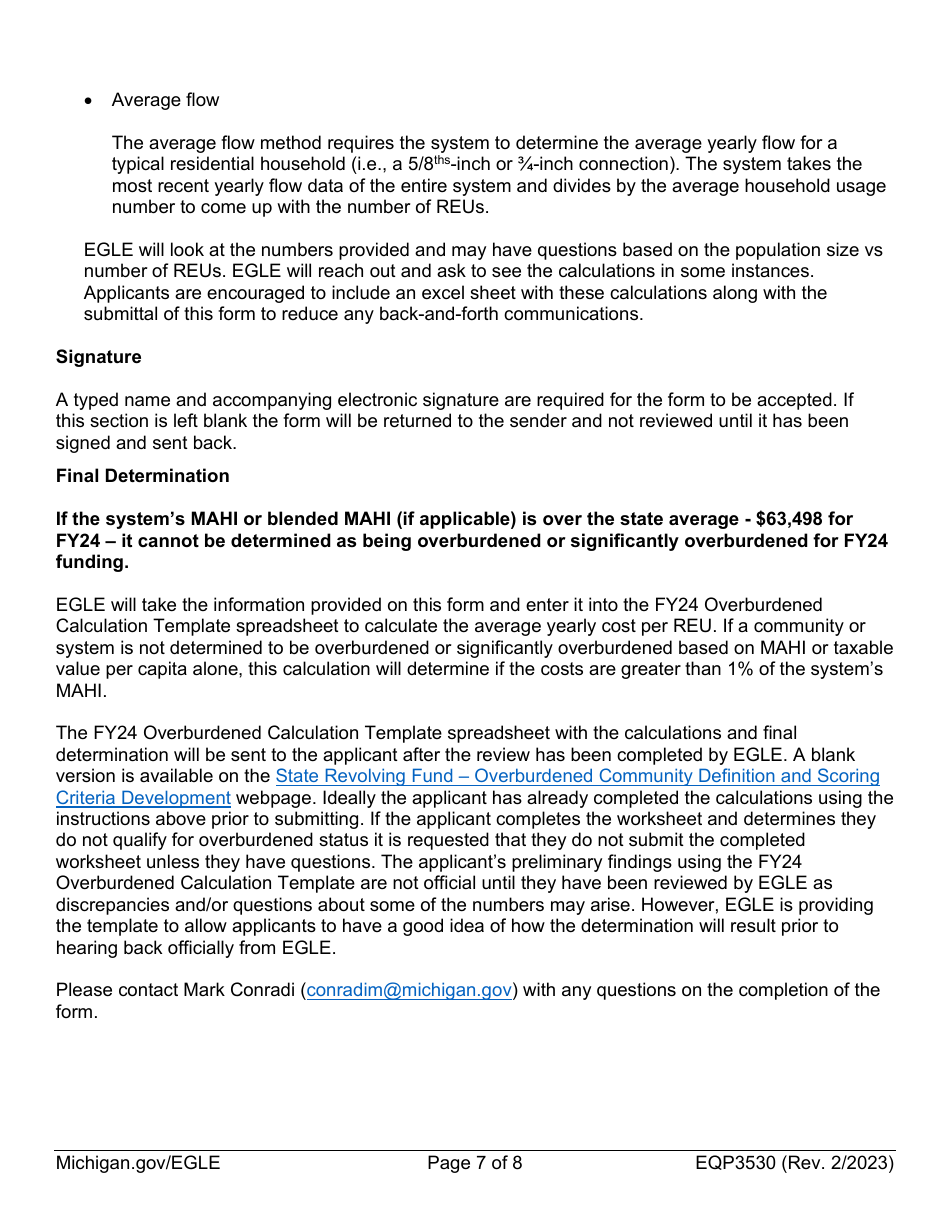 Form EQP3530 Overburdened and Significantly Overburdened Community Status Determination Worksheet - Michigan, Page 7