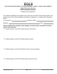 Document preview: Form EQP9329 Cafo Inspection Record - Michigan