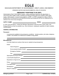 Form EQP5859 Emergency Response Plan (Erp) - Michigan