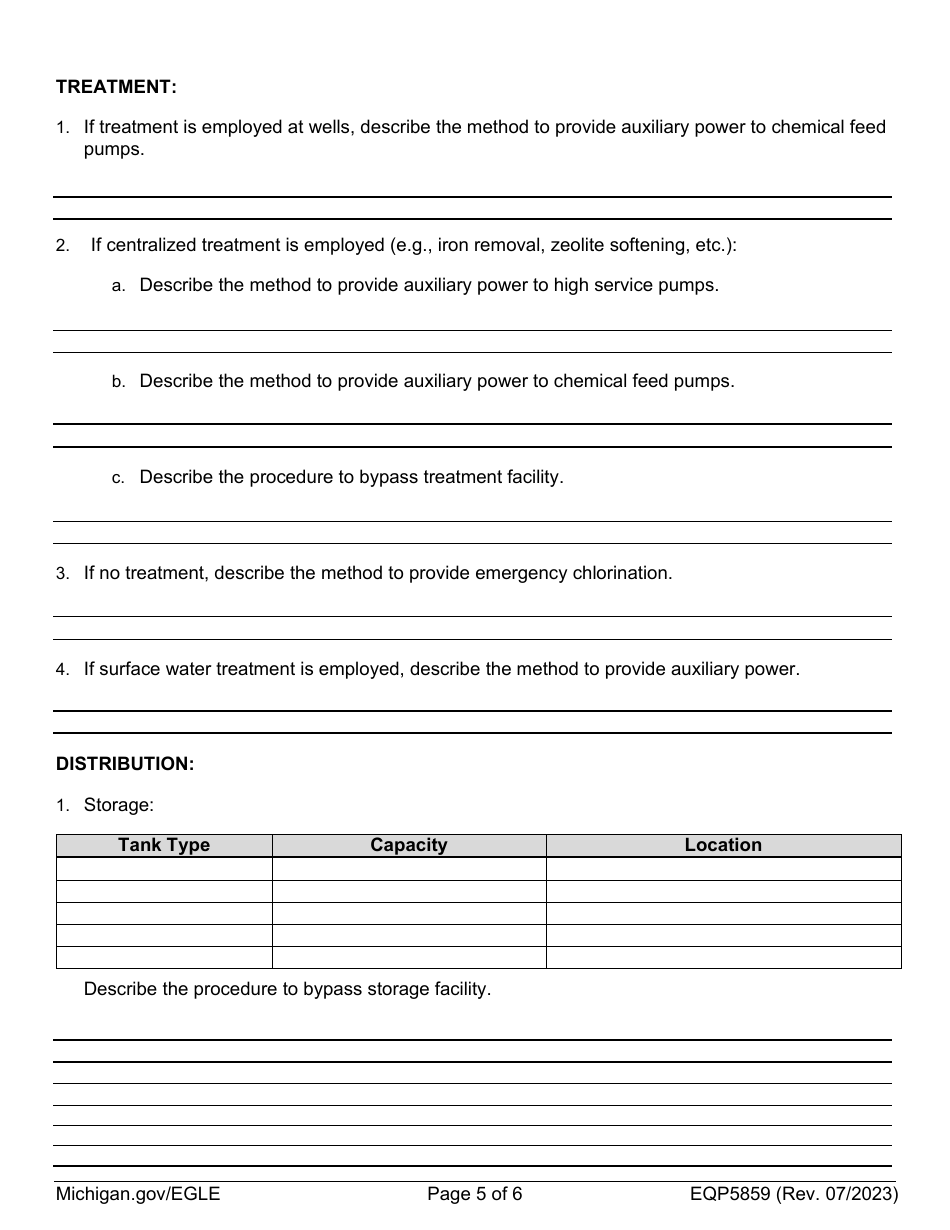 Form EQP5859 Emergency Response Plan (Erp) - Michigan, Page 5