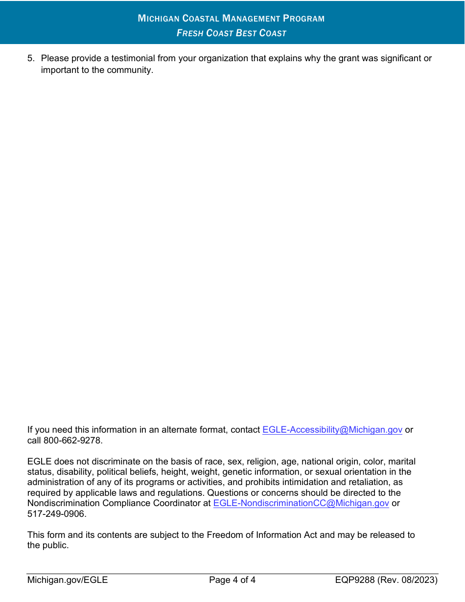 Form EQP9288 Final Project Narrative - Michigan, Page 4