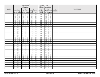 Form EQP9339 Groundwater Discharge Permit Drain Field Observation Form - Michigan, Page 2