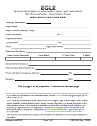 Document preview: Form EQP5835 Grant Application Cover Sheet - Michigan