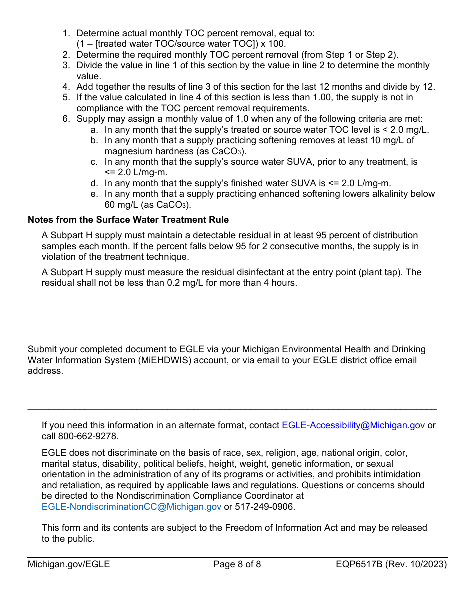 Form EQP6517B Monitoring Plan for Community Water Supplies Disinfectants and Disinfection Byproducts (Ddbp) - Michigan, Page 8
