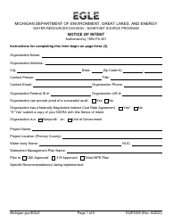 Form EQP3595 Notice of Intent - Michigan