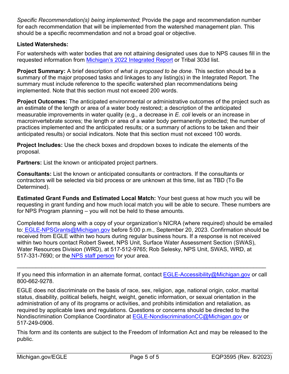 Form EQP3595 Notice of Intent - Michigan, Page 5