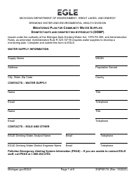Form EQP6517A Monitoring Plan for Community Water Supplies Disinfectants and Disinfection Byproducts (Ddbp) - Michigan