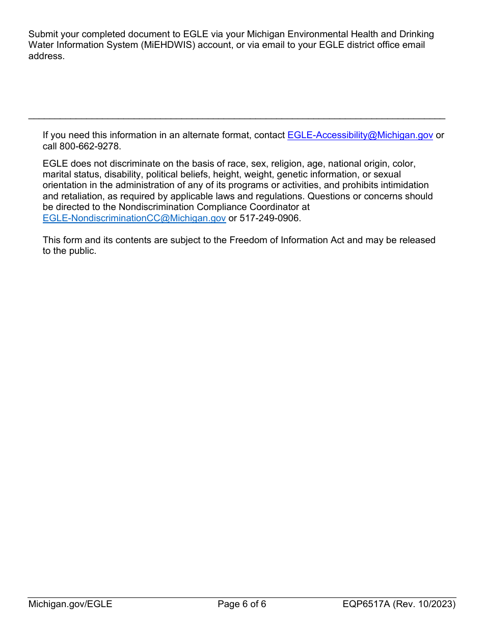 Form EQP6517A Monitoring Plan for Community Water Supplies Disinfectants and Disinfection Byproducts (Ddbp) - Michigan, Page 6
