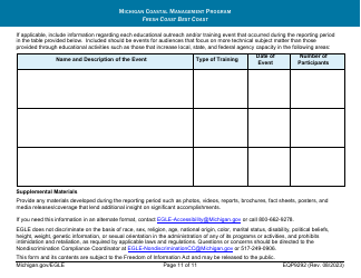 Form EQP9292 Quarterly Progress Report - Michigan Coastal Management Program - Michigan, Page 11