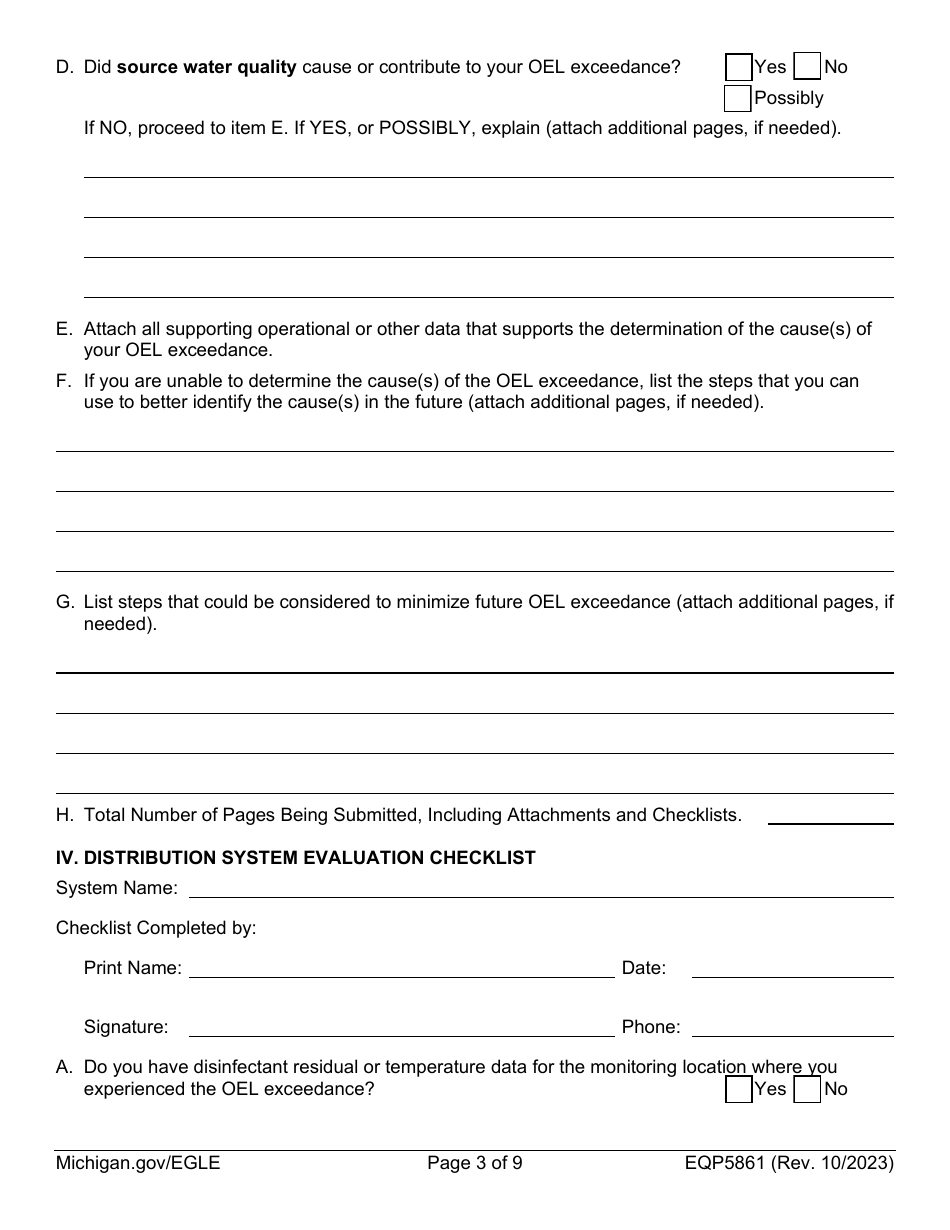 Form EQP5861 Operational Evaluation Level Report (Oel) - Michigan, Page 3