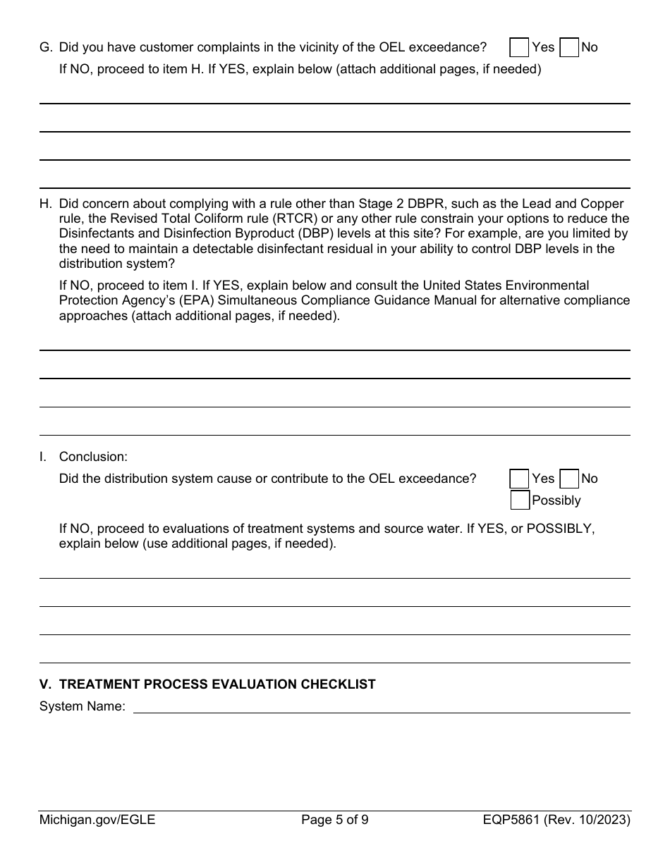 Form EQP5861 Operational Evaluation Level Report (Oel) - Michigan, Page 5