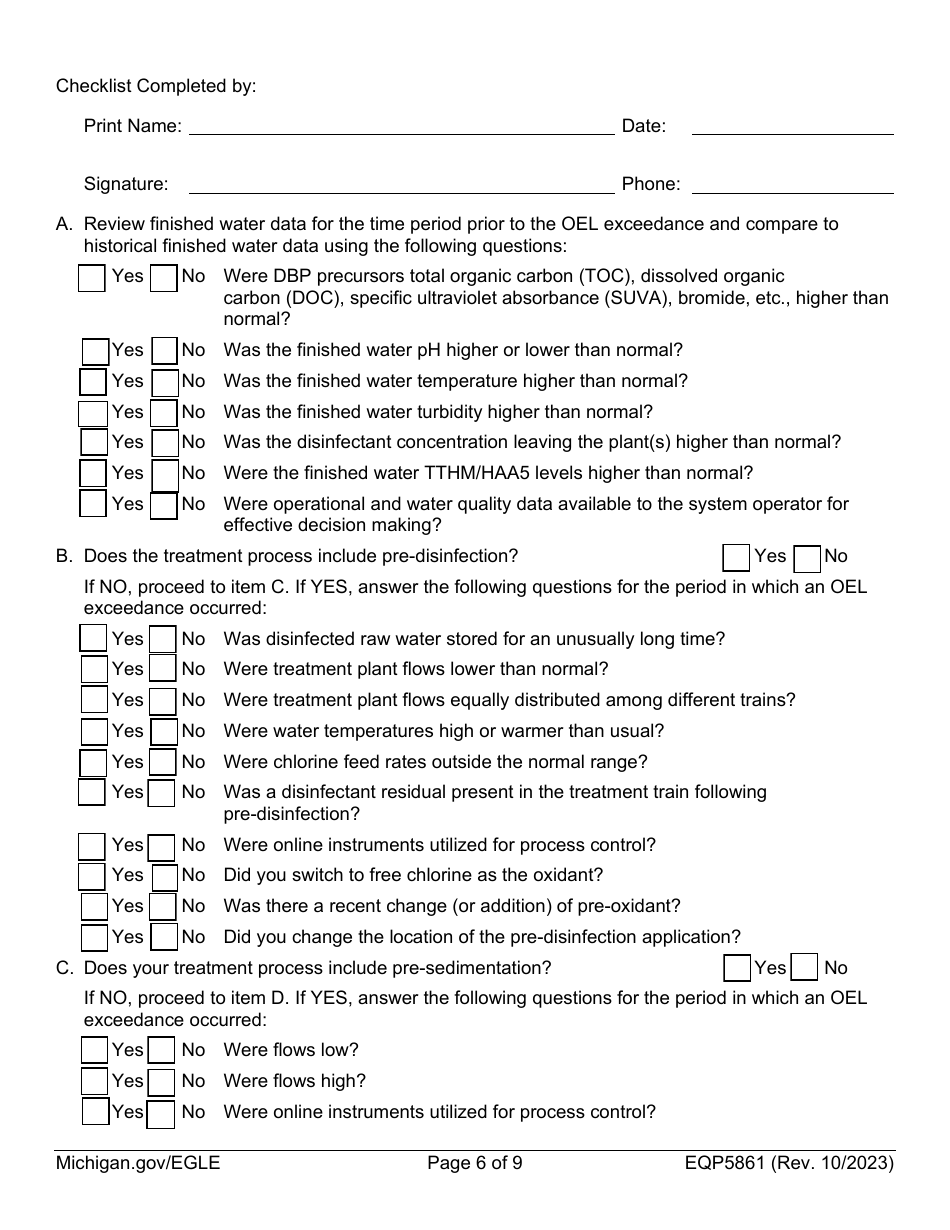 Form EQP5861 Operational Evaluation Level Report (Oel) - Michigan, Page 6