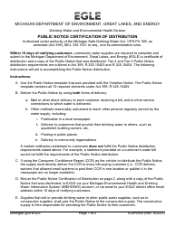 Document preview: Form EQP5856 Public Notice Certification of Distribution - Michigan