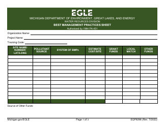 Form EQP9296 Best Management Practices Sheet - Michigan
