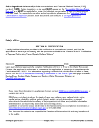 Form EQP9269 Notification of Intent to Treat - General Rule 97 Certification of Approval Authorizing Tracer Dyes in Surface Waters - Michigan, Page 2