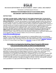 Form EQP4032 Remediation Information Data Exchange (Ride) Secondary Certification Authorization - Michigan