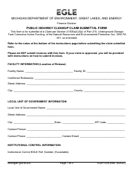 Document preview: Form EQP1538 Public Highway Cleanup Claim Submittal Form - Michigan