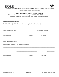 Document preview: Form EQP1614 Radioactive Material Registration - Michigan