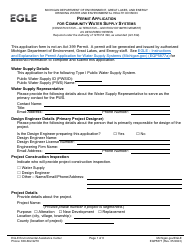Document preview: Form EQP5877 Permit Application for Community Water Supply Systems (Construction - Alteration - Addition or Improvement) - Michigan