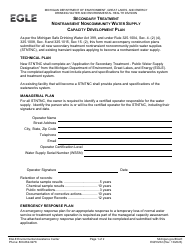 Form EQP2232 Secondary Treatment Nontransient Noncommunity Water Supply Capacity Development Plan - Michigan