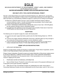 Document preview: Form EQP5947 Water Withdrawal Permit Application - Michigan