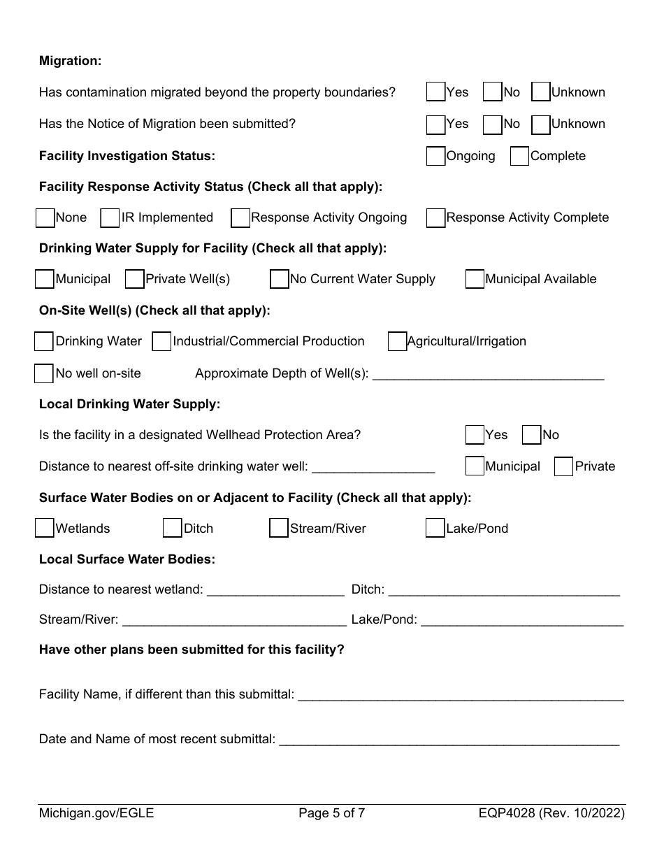 Form EQP4028 Request for Egle Review of Response Activity Plan - Michigan, Page 5