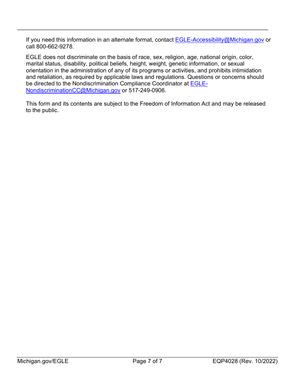 Form EQP4028 Request for Egle Review of Response Activity Plan - Michigan, Page 7
