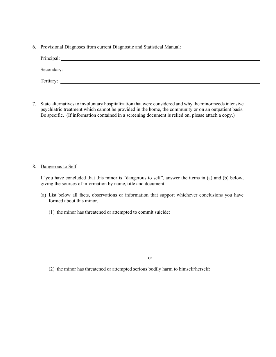 Clinical Certificate for Involuntary Commitment of Minors - New Jersey, Page 5