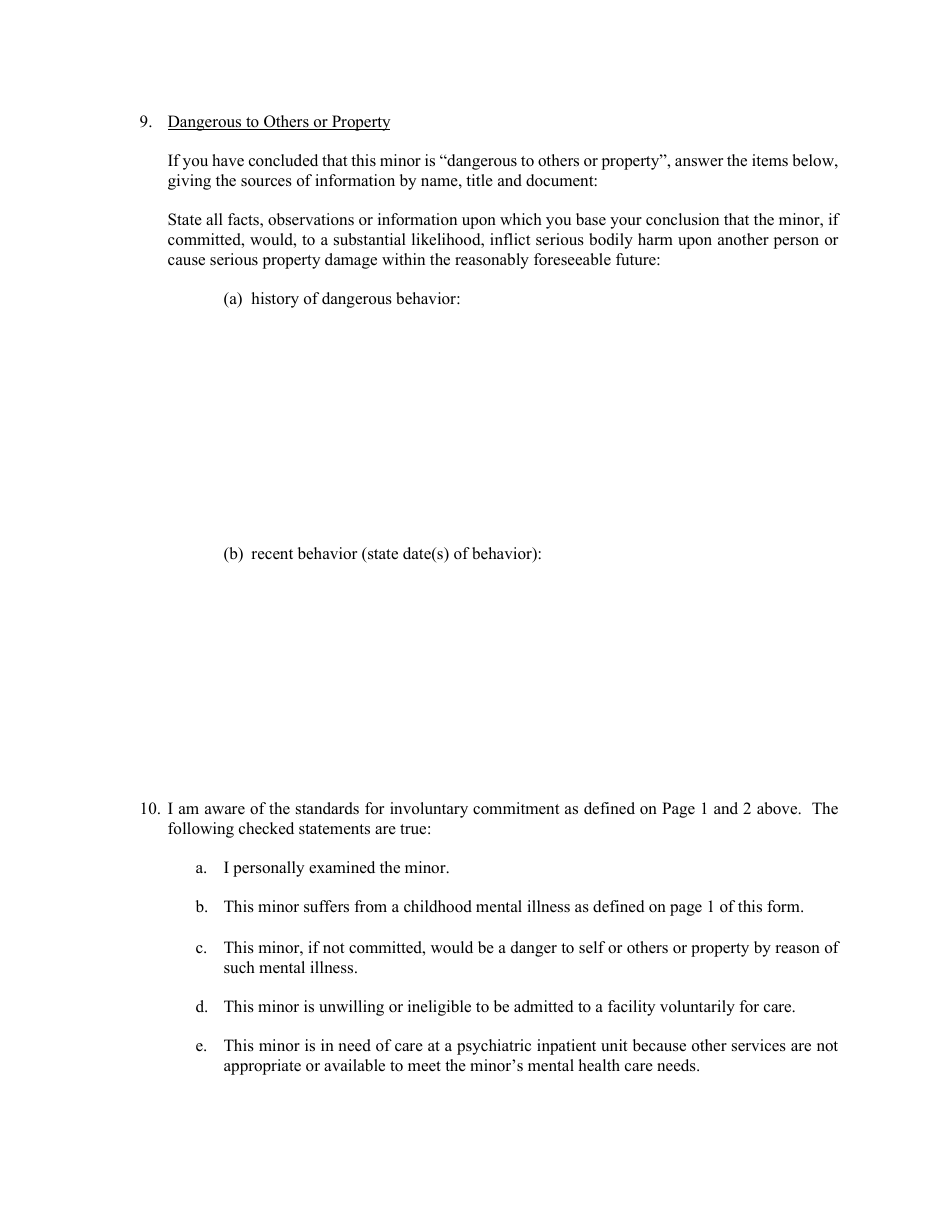 Clinical Certificate for Involuntary Commitment of Minors - New Jersey, Page 7