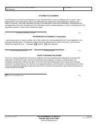 Form PRU-100 Dui Advisement of Rights, Waiver, and Plea Form - County of Ventura, California, Page 4