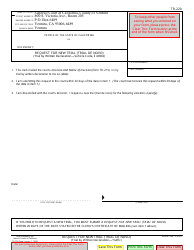 Document preview: Form TR-220 Request for New Trial (Trial De Novo) - County of Ventura, California