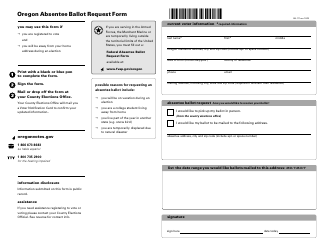 Form SEL111 Oregon Absentee Ballot Request Form - Oregon