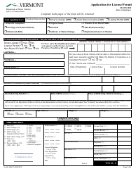Document preview: Form VL-021 Application for License/Permit - Vermont