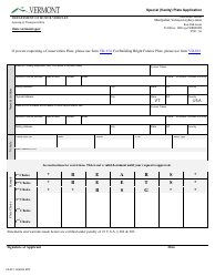 Form VD-017 Special (Vanity) Plate Application - Vermont