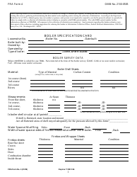 FRA Form 4 Boiler Specification Card