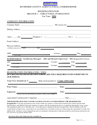 Document preview: Registration for Branch 1 - Structural Fumigation - County of Riverside, California, 2024