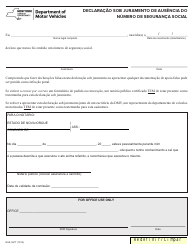 Document preview: Form NSS-1APT Affidavit Stating No Social Security Number - New York (Portuguese)