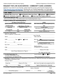 Form LIC9163 Request for Live Scan Service - Community Care Licensing - California