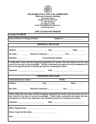 Document preview: Application for Vendor - Oklahoma