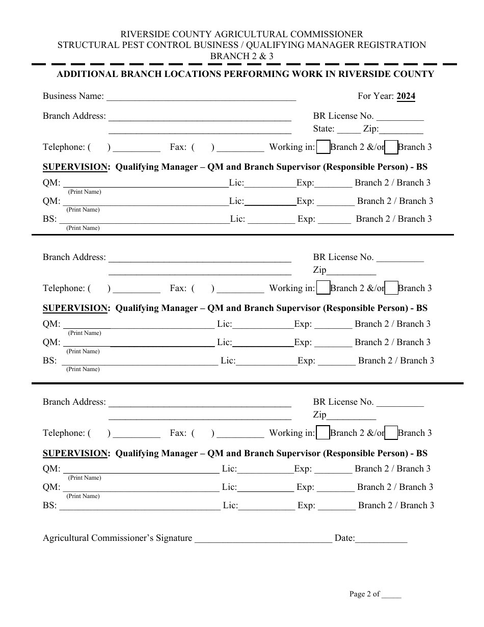 2024 County of Riverside, California Structural Pest Control Business