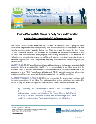 Voluntary Environmental Health (Eh) Self-assessment Form for Child Care Providers - Florida Choose Safe Places for Early Care and Education - Florida
