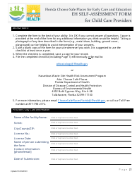 Voluntary Environmental Health (Eh) Self-assessment Form for Child Care Providers - Florida Choose Safe Places for Early Care and Education - Florida, Page 2