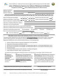 Document preview: Letter of Phlebotomy Experience for California Phlebotomist Certification - California