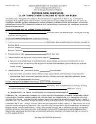 Document preview: Form RRP-1018A Refugee Cash Assistance Client Employment & Income Attestation Form - Arizona
